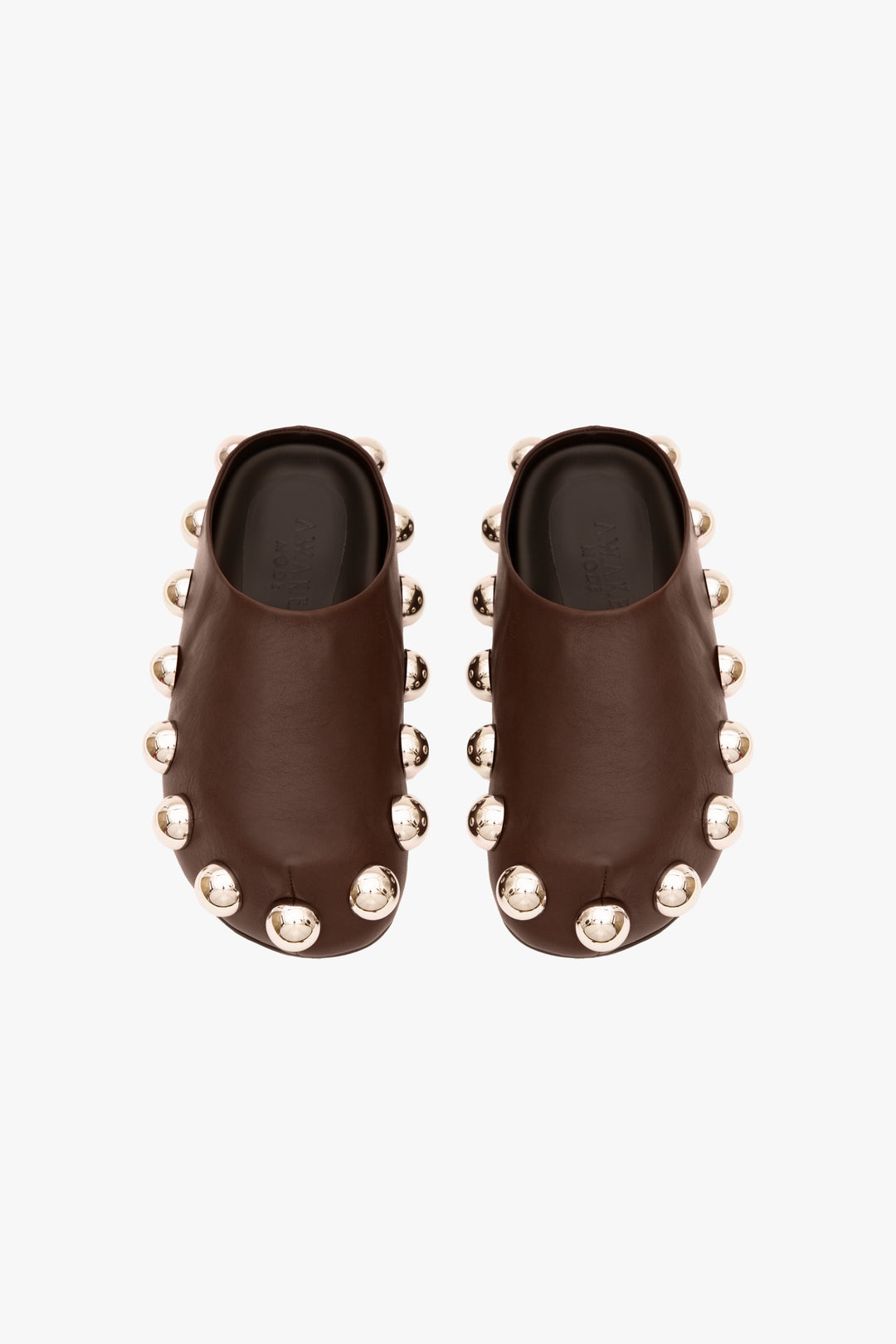 Gabi Clog With Exaggerated Studs Brown Silver