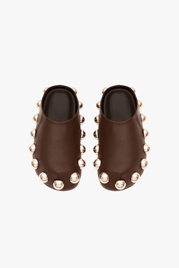 Gabi Clog With Exaggerated Studs Brown Silver