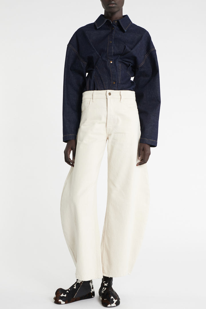 Denim Jeans With Inserts Ecru