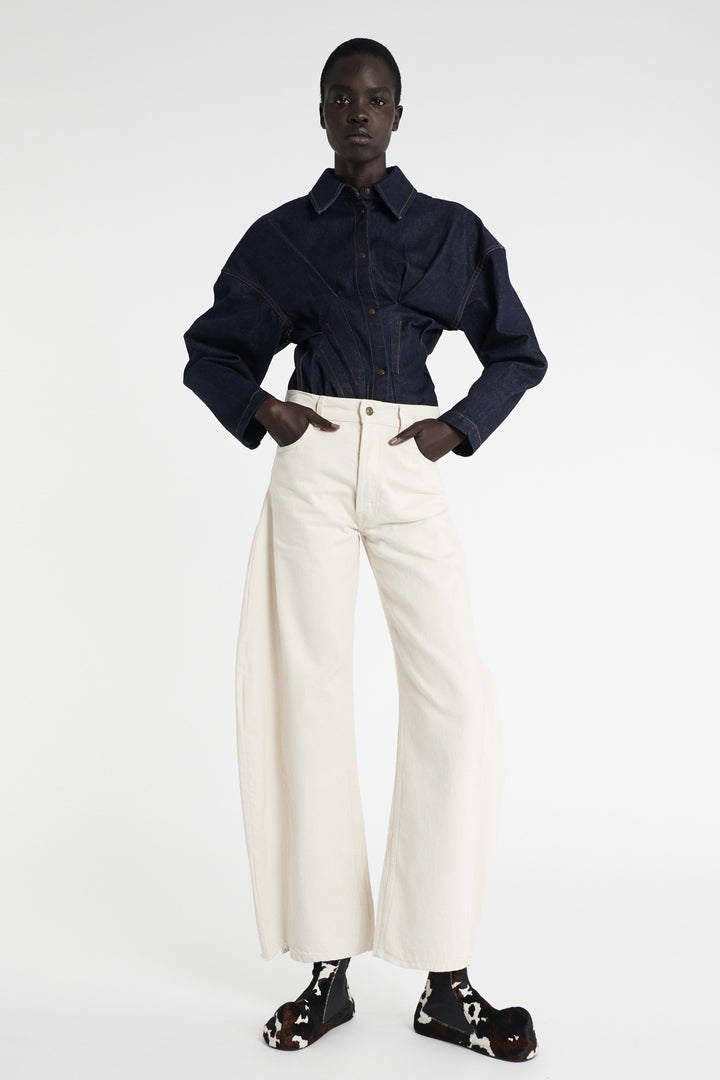 Denim Jeans With Inserts Ecru