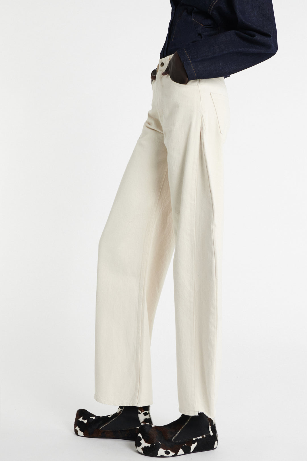 Denim Jeans With Inserts Ecru