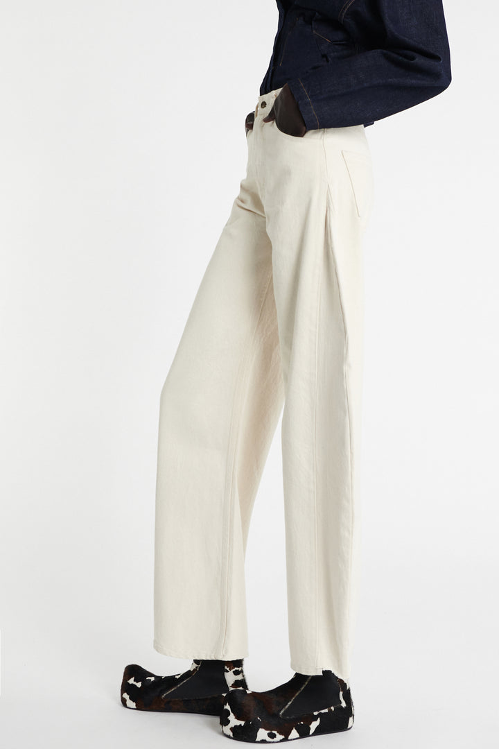 Denim Jeans With Inserts Ecru