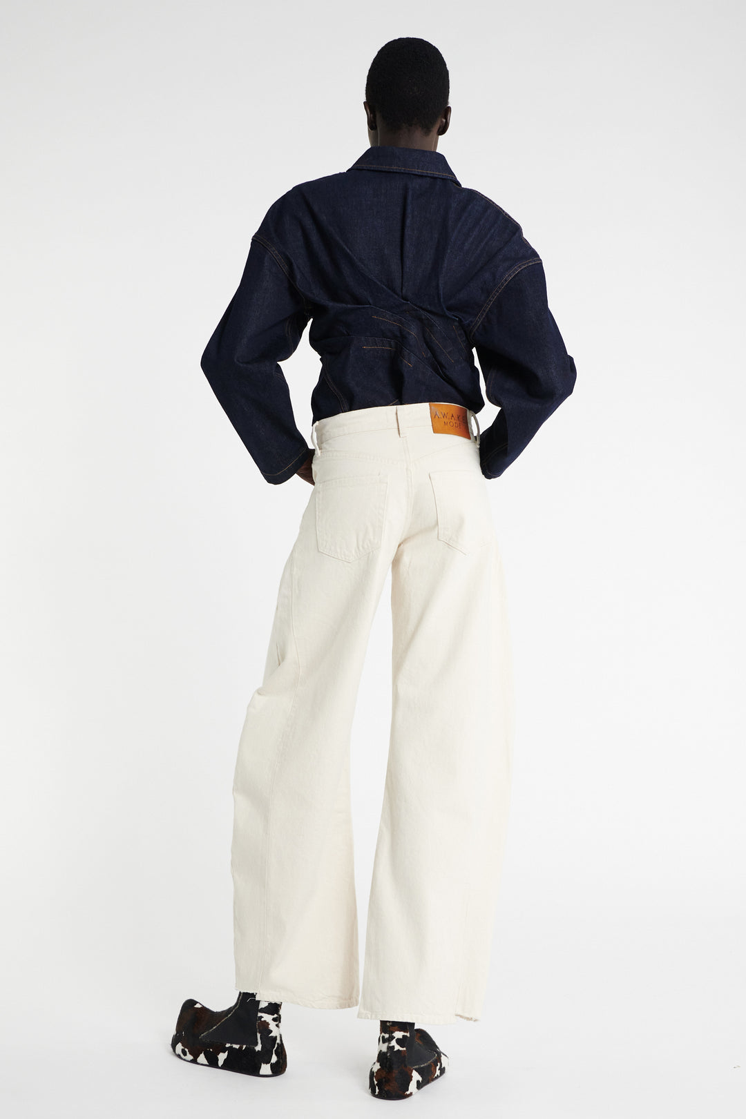 Denim Jeans With Inserts Ecru