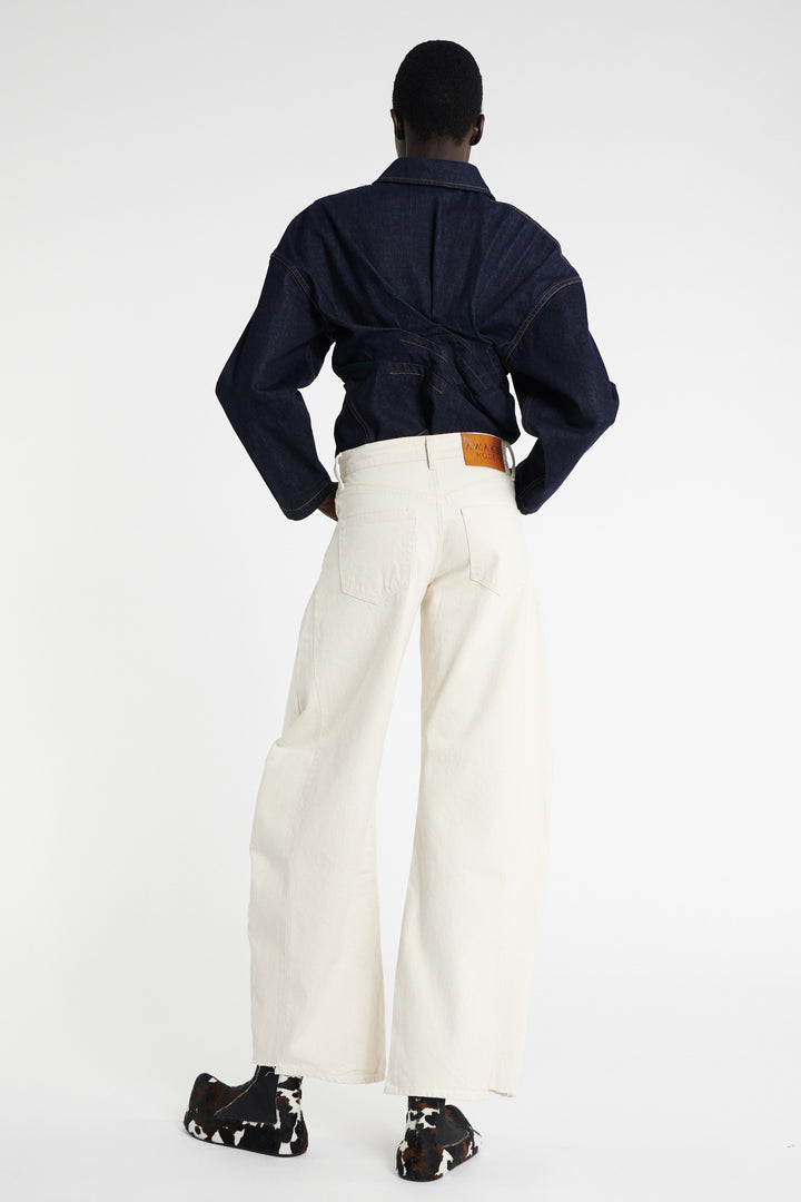 Denim Jeans With Inserts Ecru