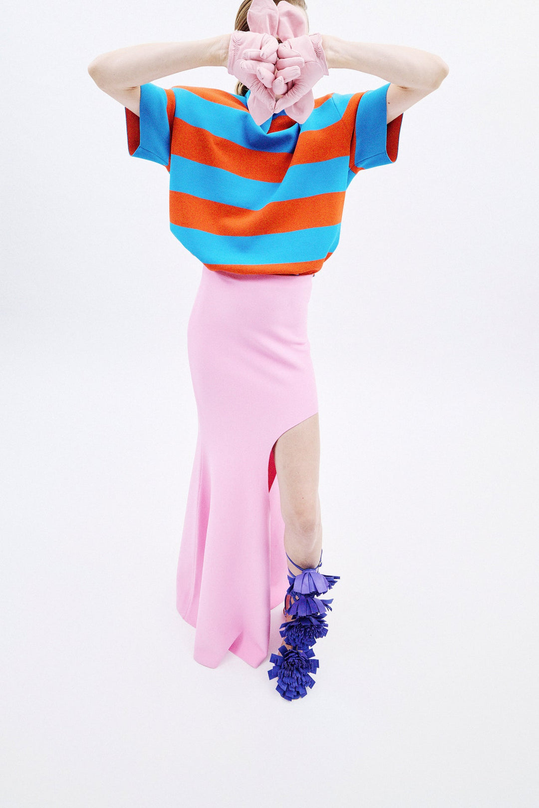 Knitted Flared Skirt With Cut Out Pink
