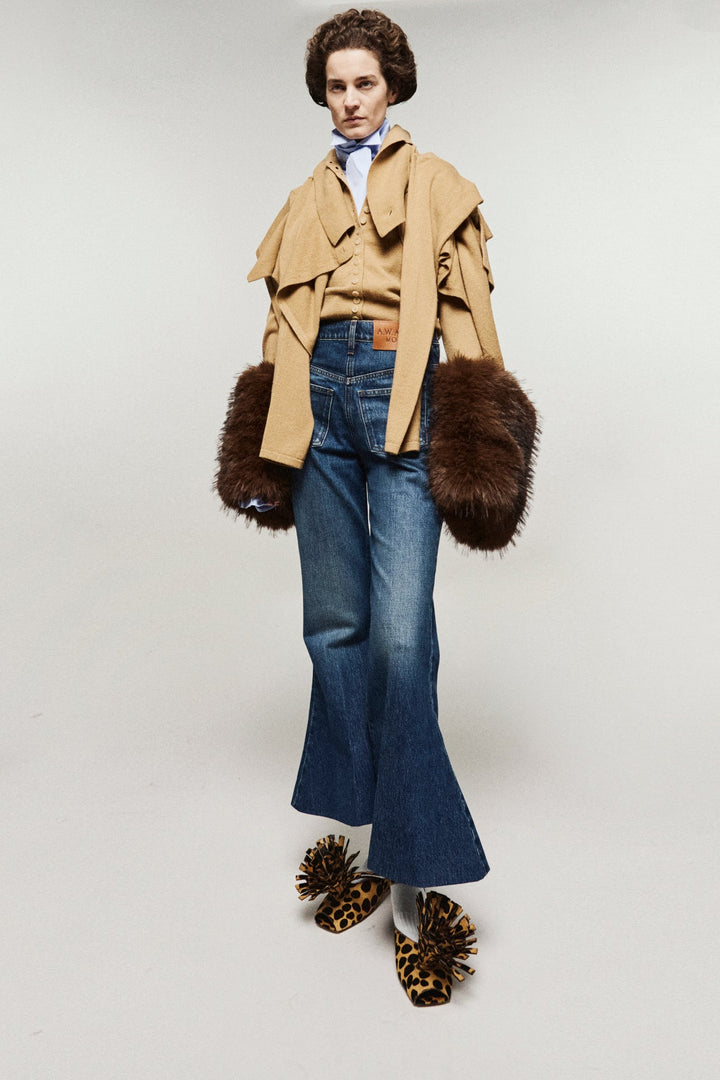 Cropped Flared Trousers Classic Blue Wash