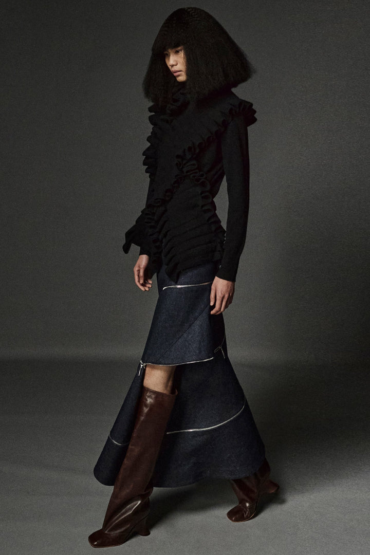 Knitted Jumper With Front Panels Black