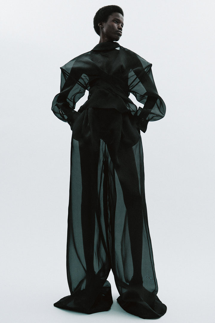 Organza Wide Leg Pants Black