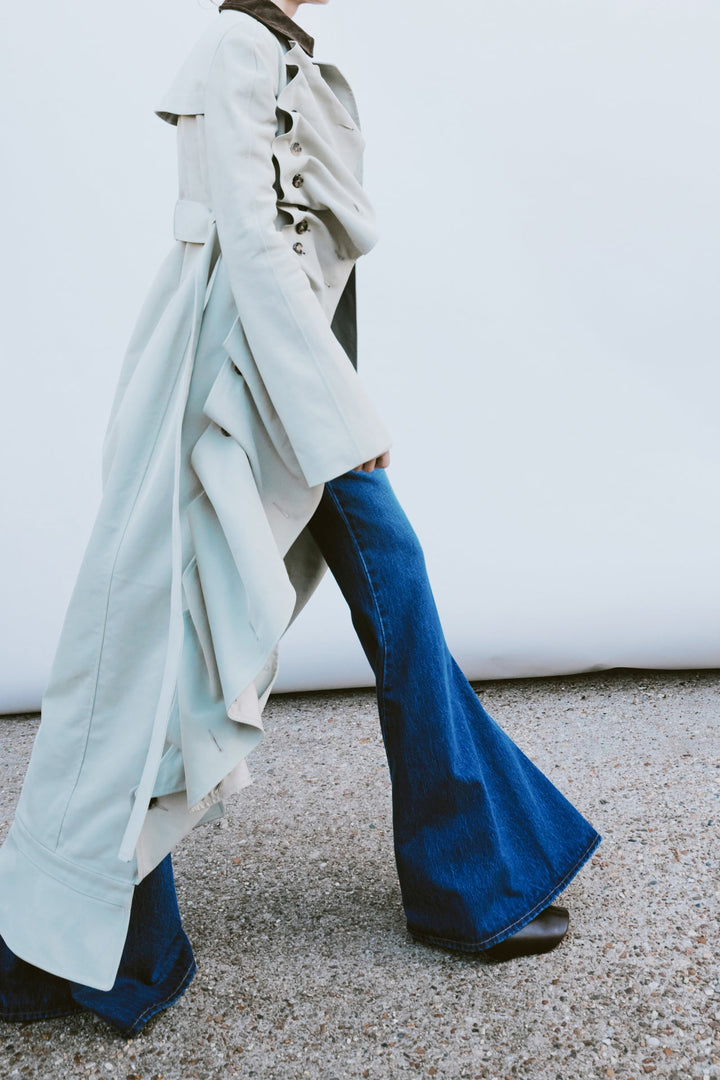 Bib-Front Structured Trench Coat Light Khaki