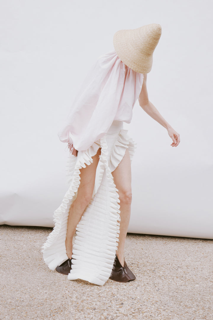 One-Sleeve Voluminous Top Pale Pink