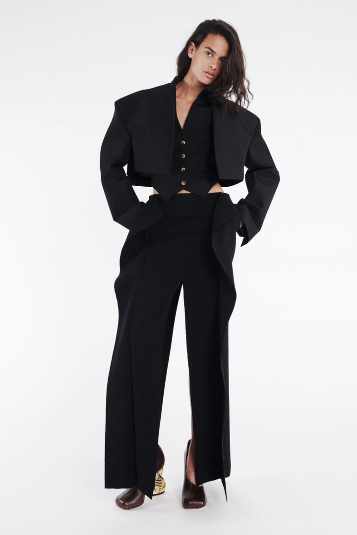 Long Hip Panelled Skirt Black