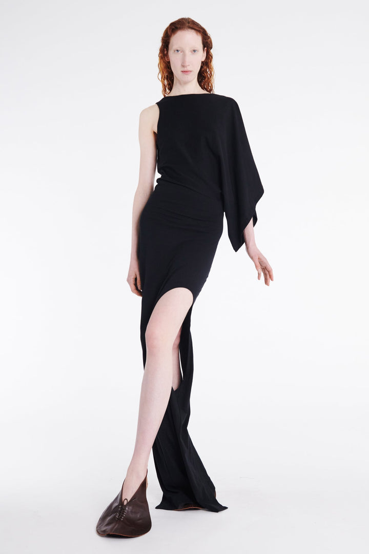 Asymmetric Maxi Dress With Cutout Black