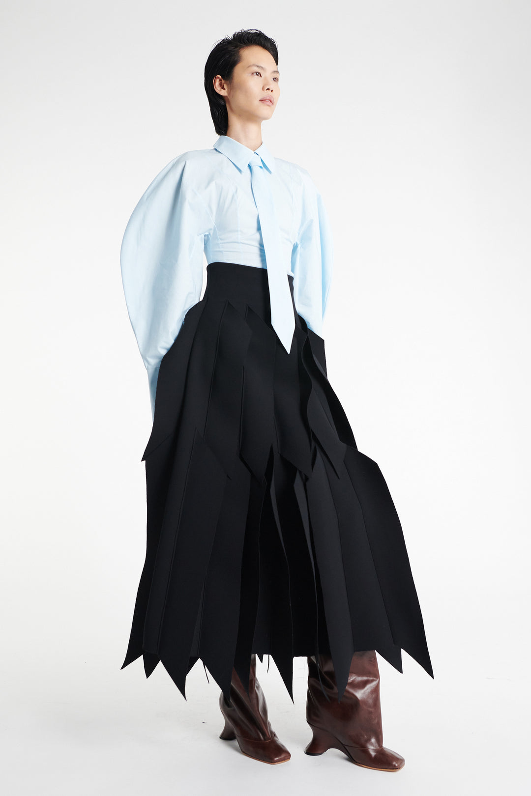 Skirt With Panel Applique Black