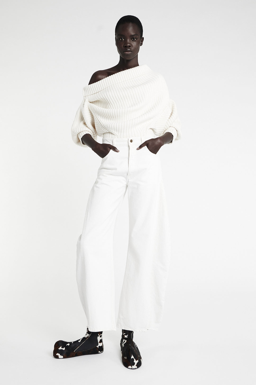 Denim Jeans With Inserts White