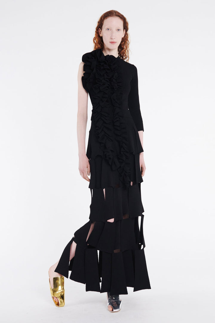 Knitted Multi Trapeze Skirt Black