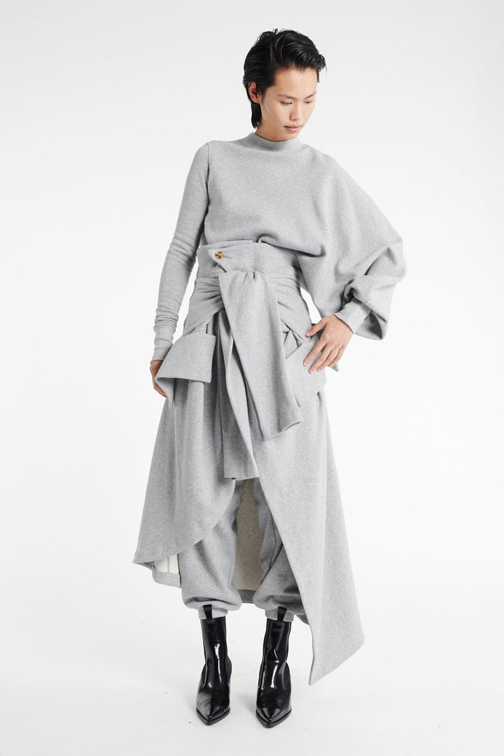 Jersey Slouched Sleeve Sweatshirt Grey Melange