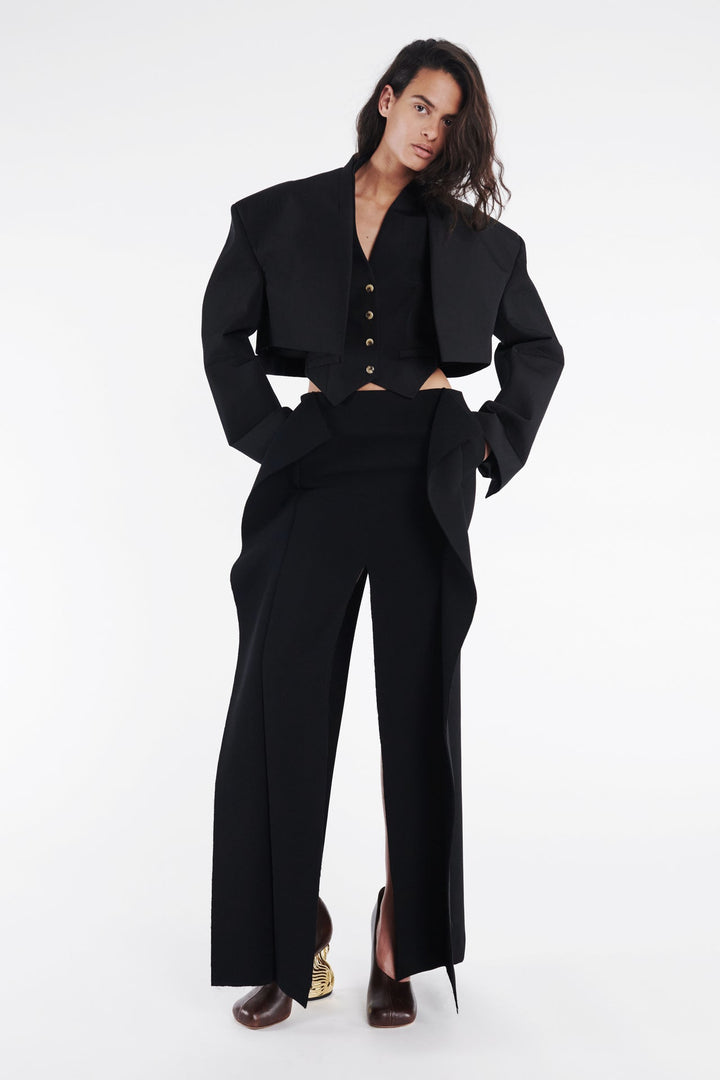Long Hip Panelled Skirt Black
