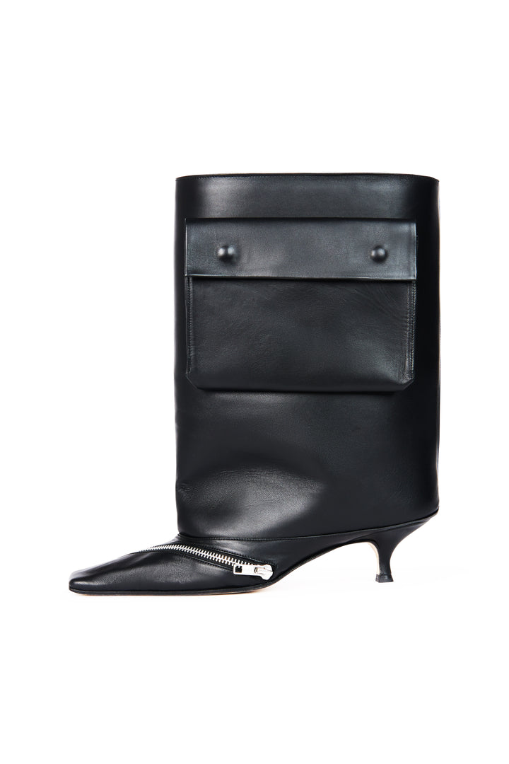 Dana Cerniera Kitten Heel Cylinder Boot With Zipper Black