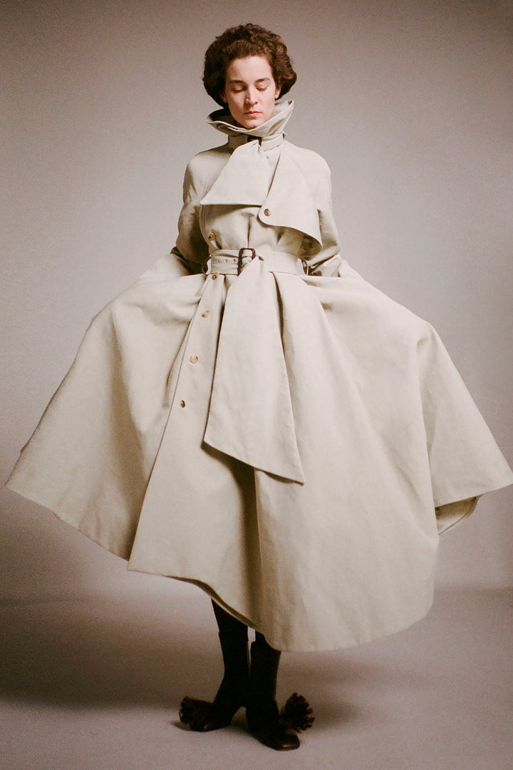Flared Belted Trench Coat Light Khaki