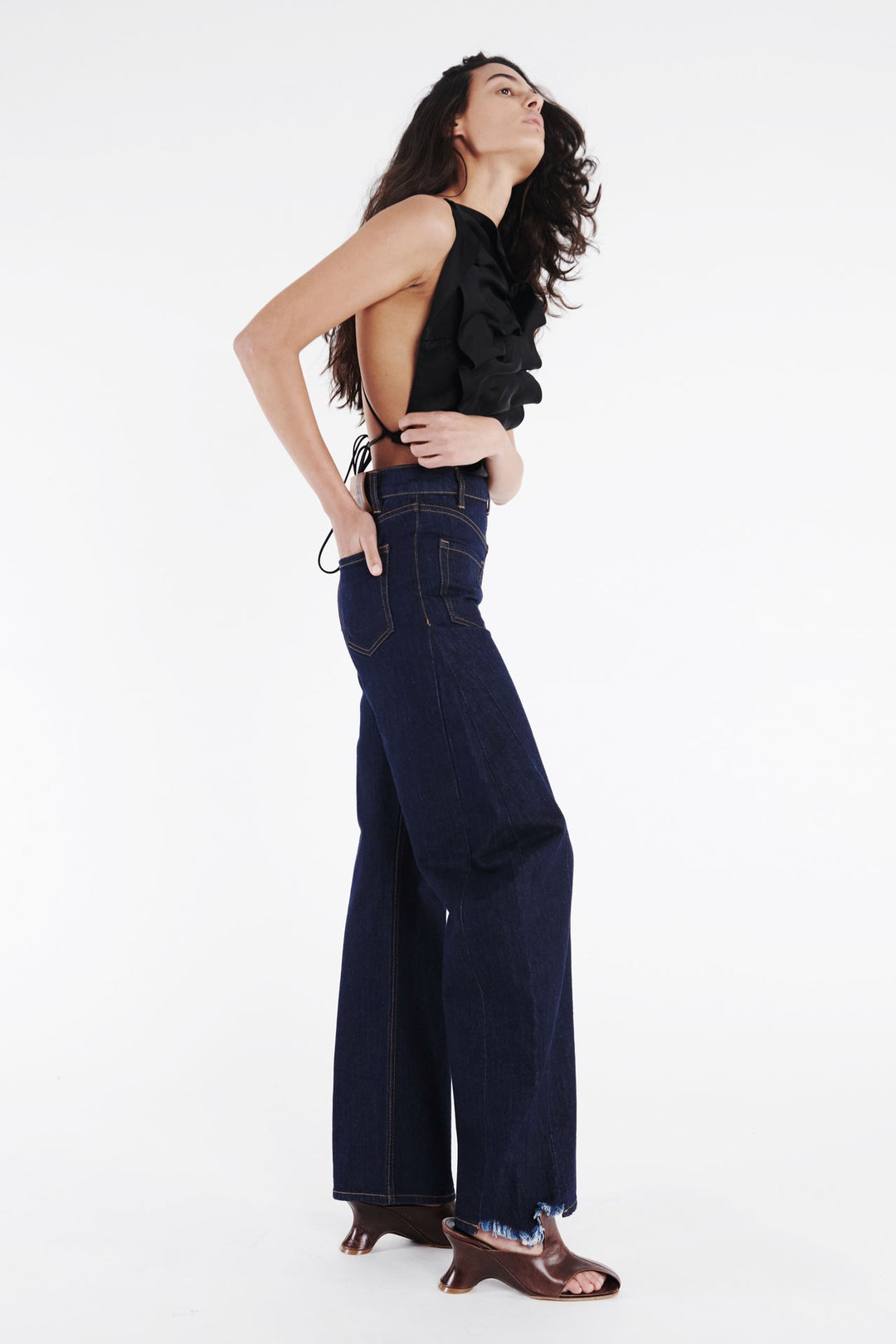 Mirror Jeans With Side Inserts Indigo Rinse Wash