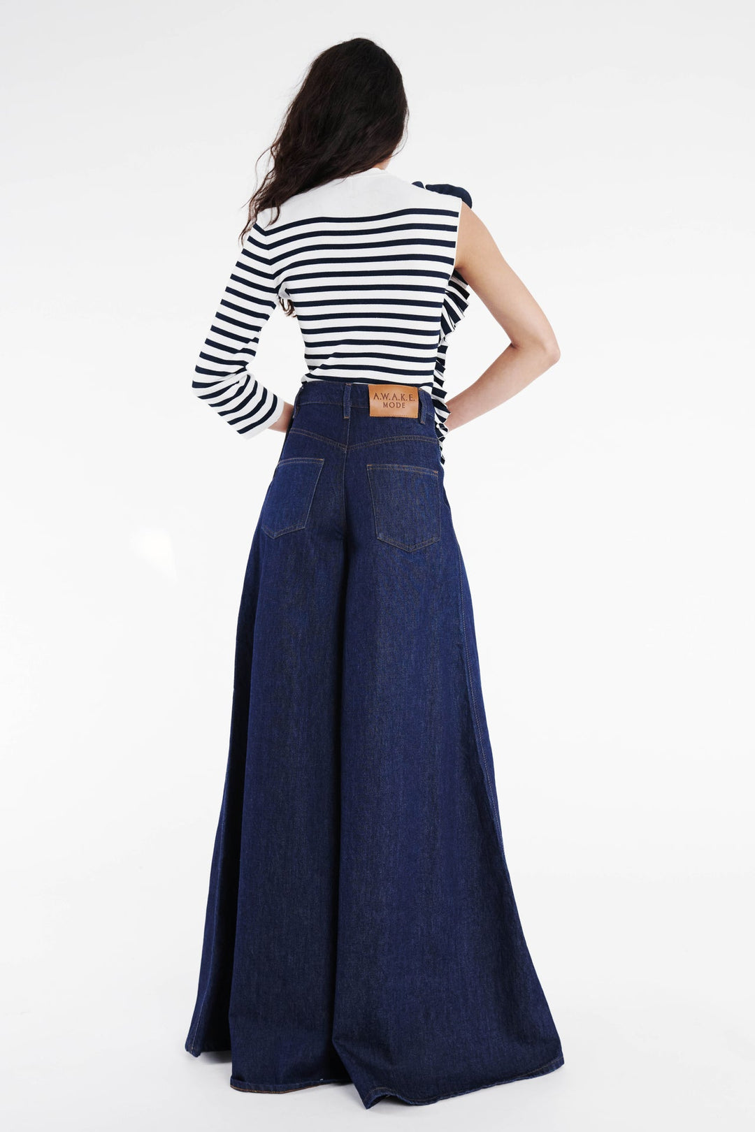 Super Wide Leg Mirror Jeans Indigo Rinse Wash