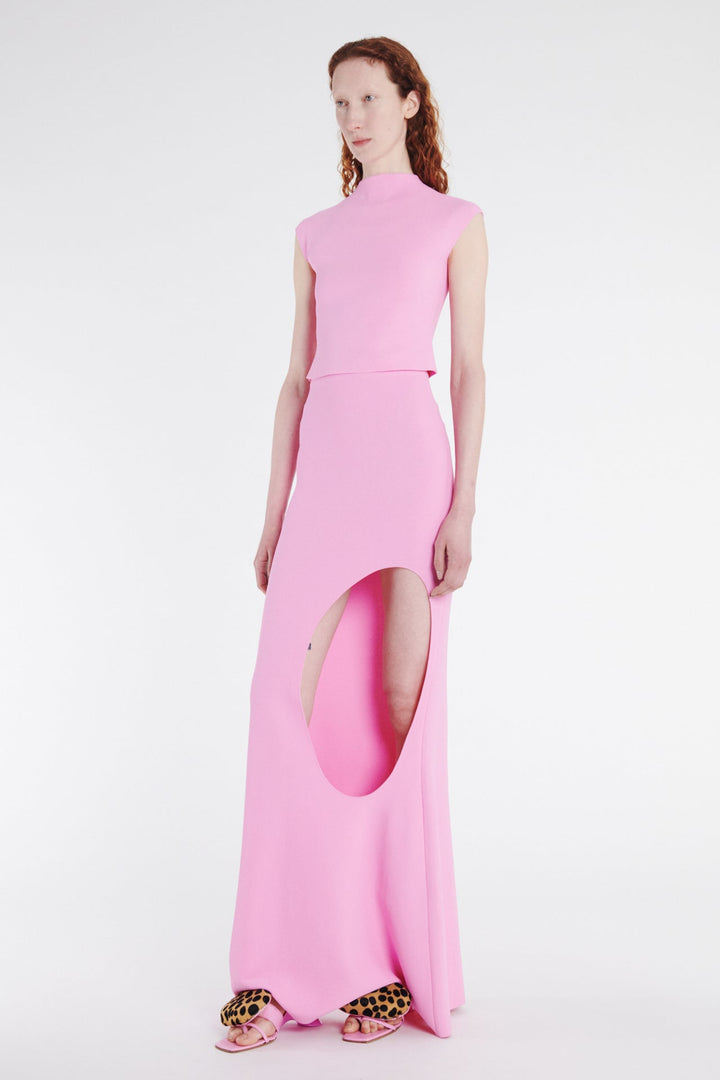 Knitted Flared Skirt With Cut Out Pink