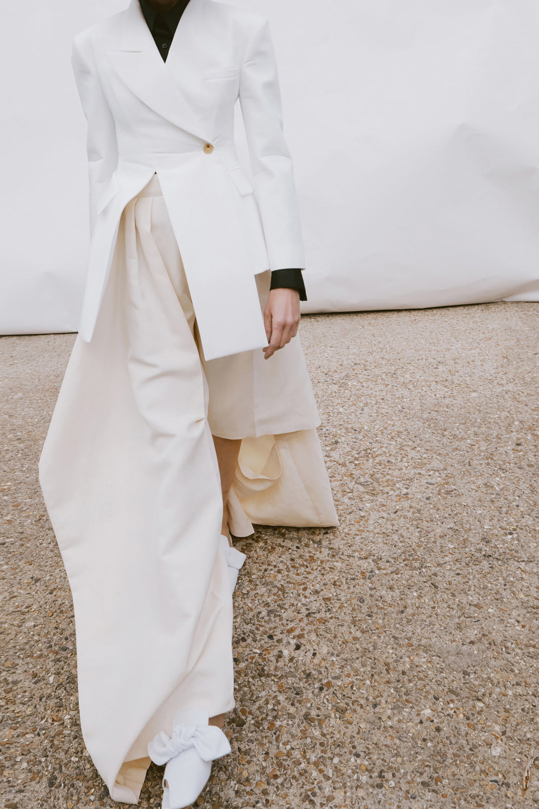 Slit Knee Trousers Ivory