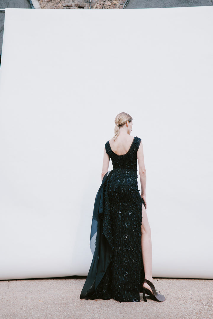 Tank Top Maxi Dress With Side Panel Detail Black