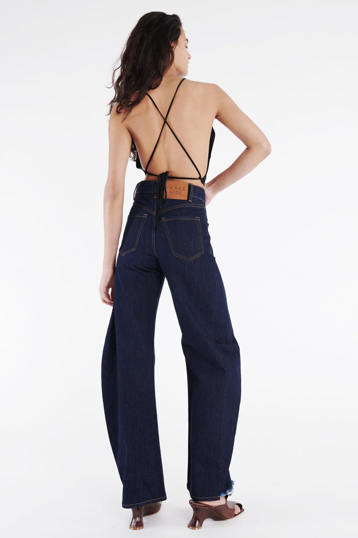Mirror Jeans With Side Inserts Indigo Rinse Wash