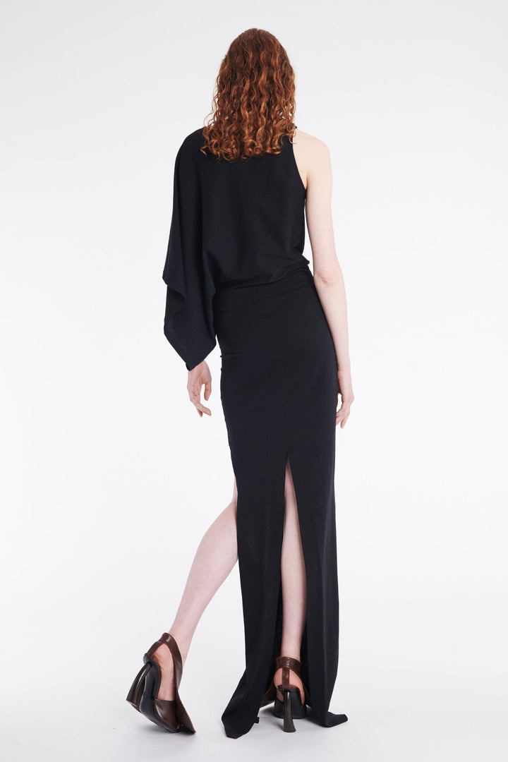 Asymmetric Maxi Dress With Cutout Black