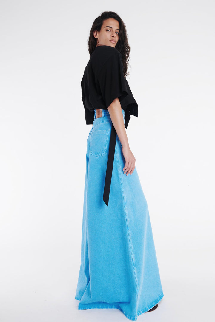 Super Wide Leg Mirror Jeans Bright Blue