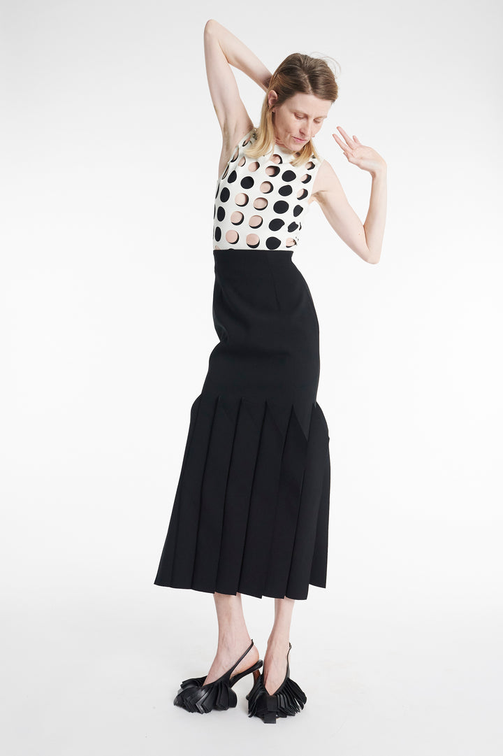 Top With Layered Circular Cutouts White Black