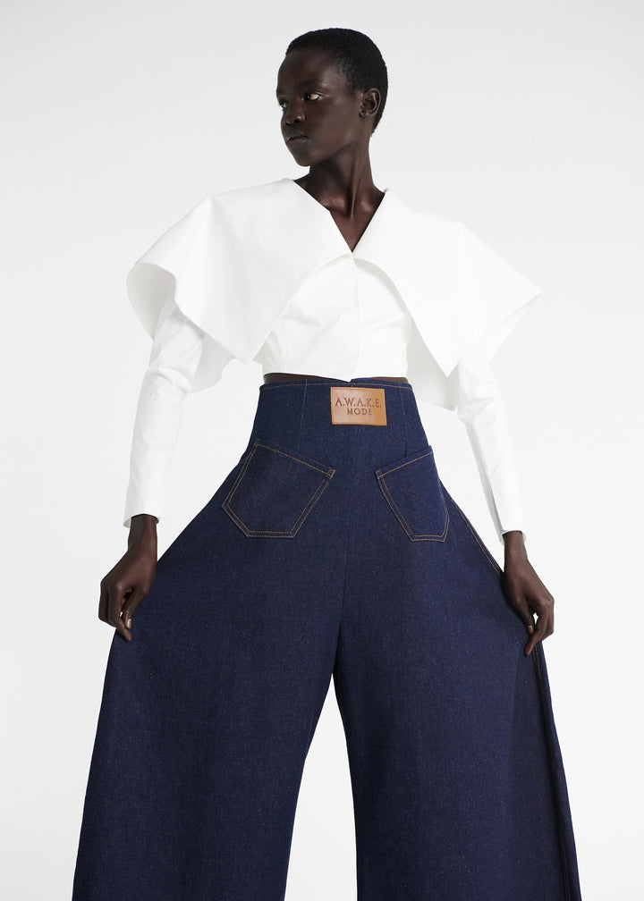 Cropped Jacket With Collar White