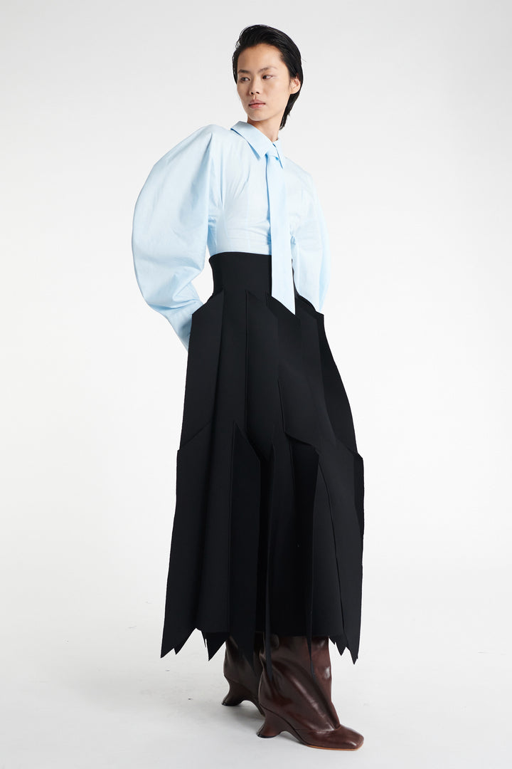 Skirt With Panel Applique Black