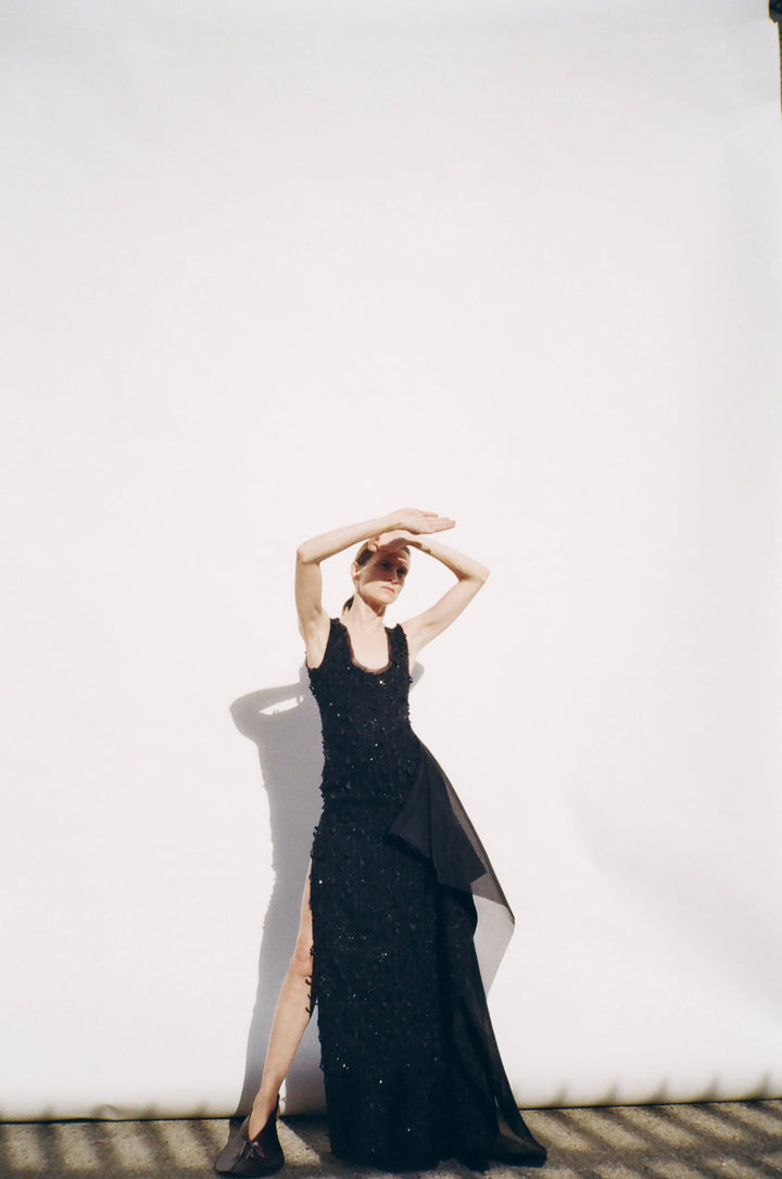 Tank Top Maxi Dress With Side Panel Detail Black