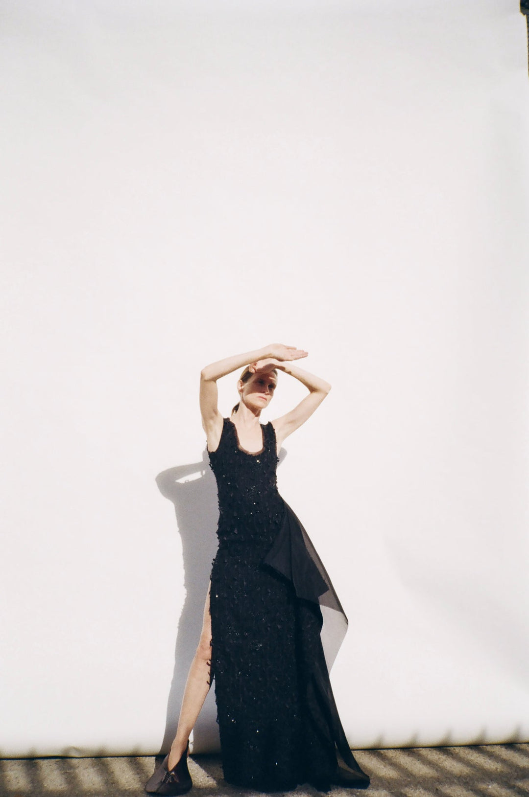 Tank Top Maxi Dress With Side Panel Detail Black
