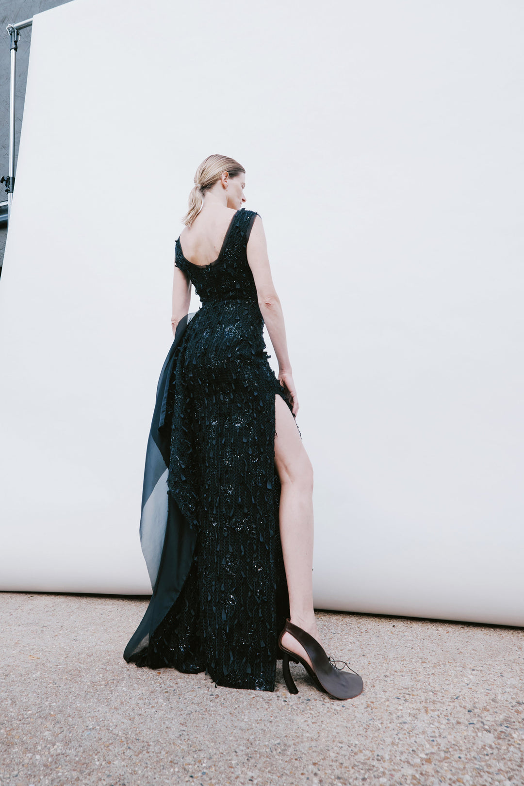 Tank Top Maxi Dress With Side Panel Detail Black