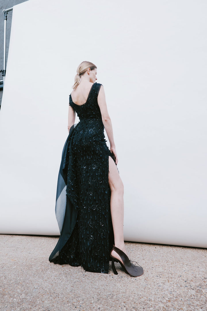 Tank Top Maxi Dress With Side Panel Detail Black