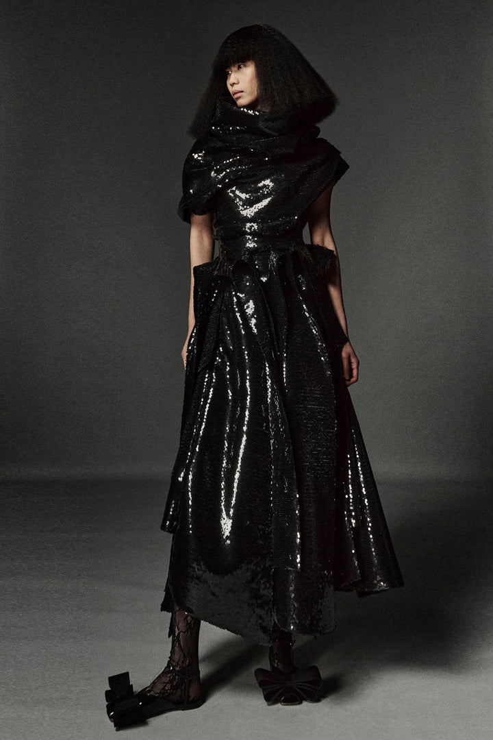 Multi Panel Sequin Skirt Black