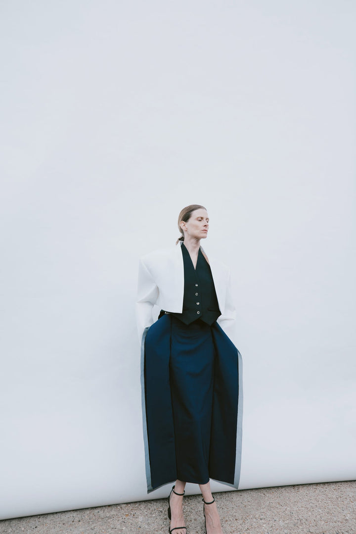 Cropped Tuxedo Jacket White