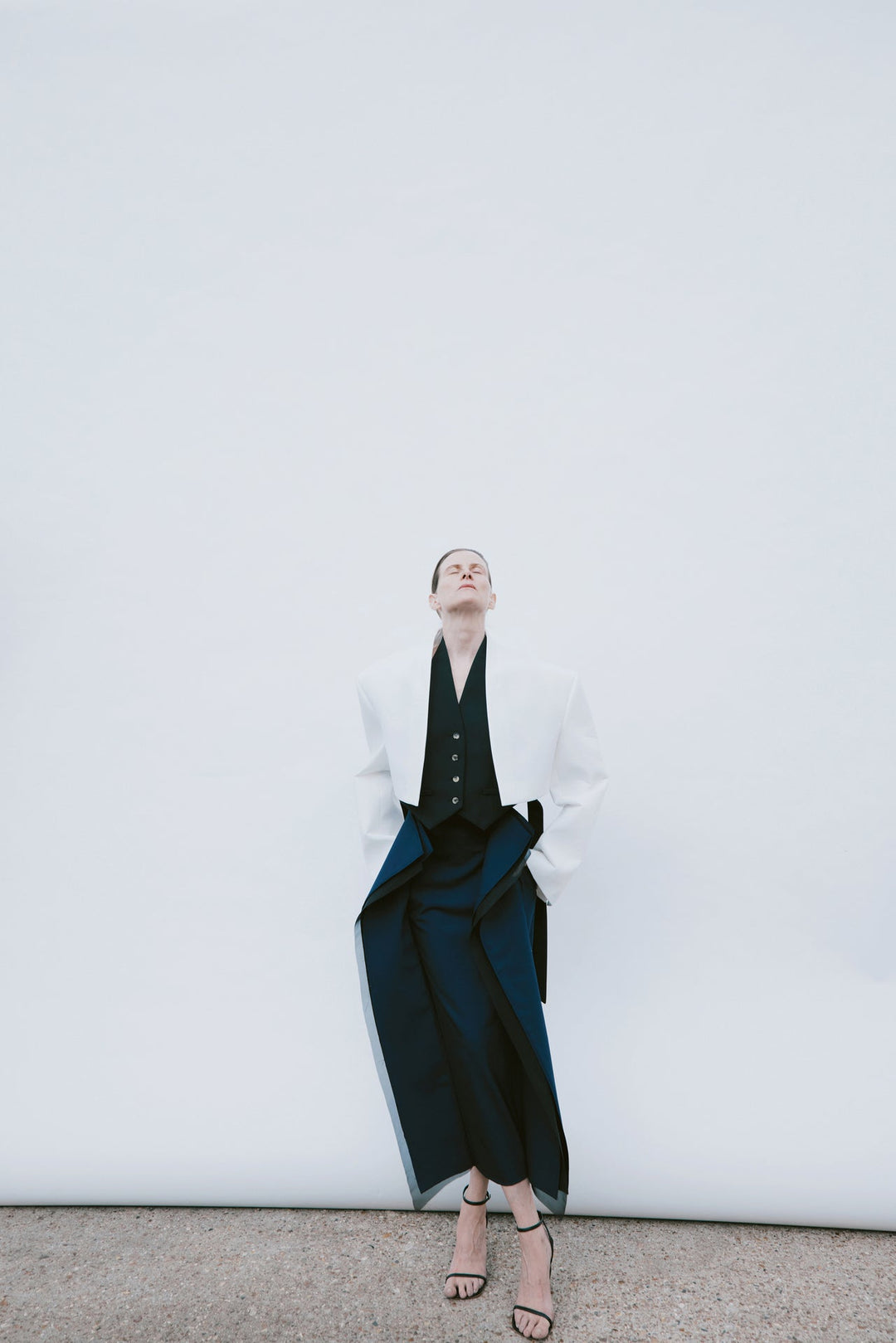 Cropped Tuxedo Jacket White