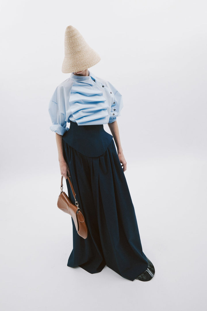 Basque Pleated Trousers Navy