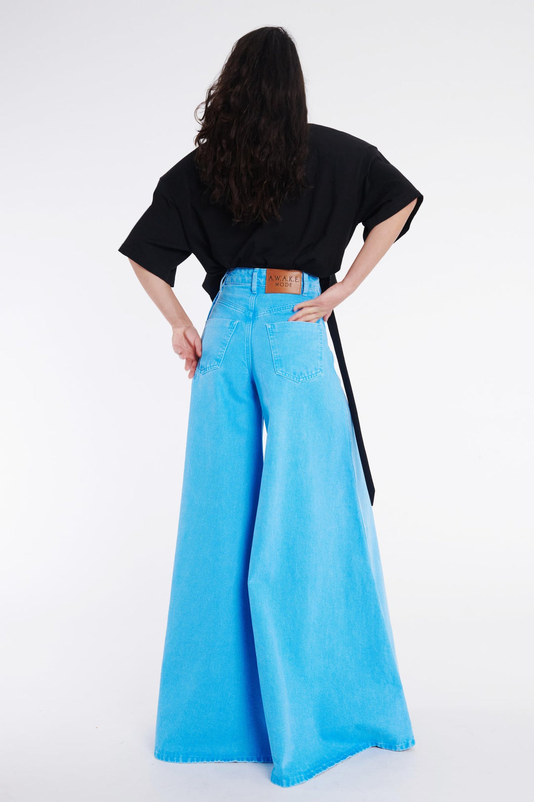 Super Wide Leg Mirror Jeans Bright Blue
