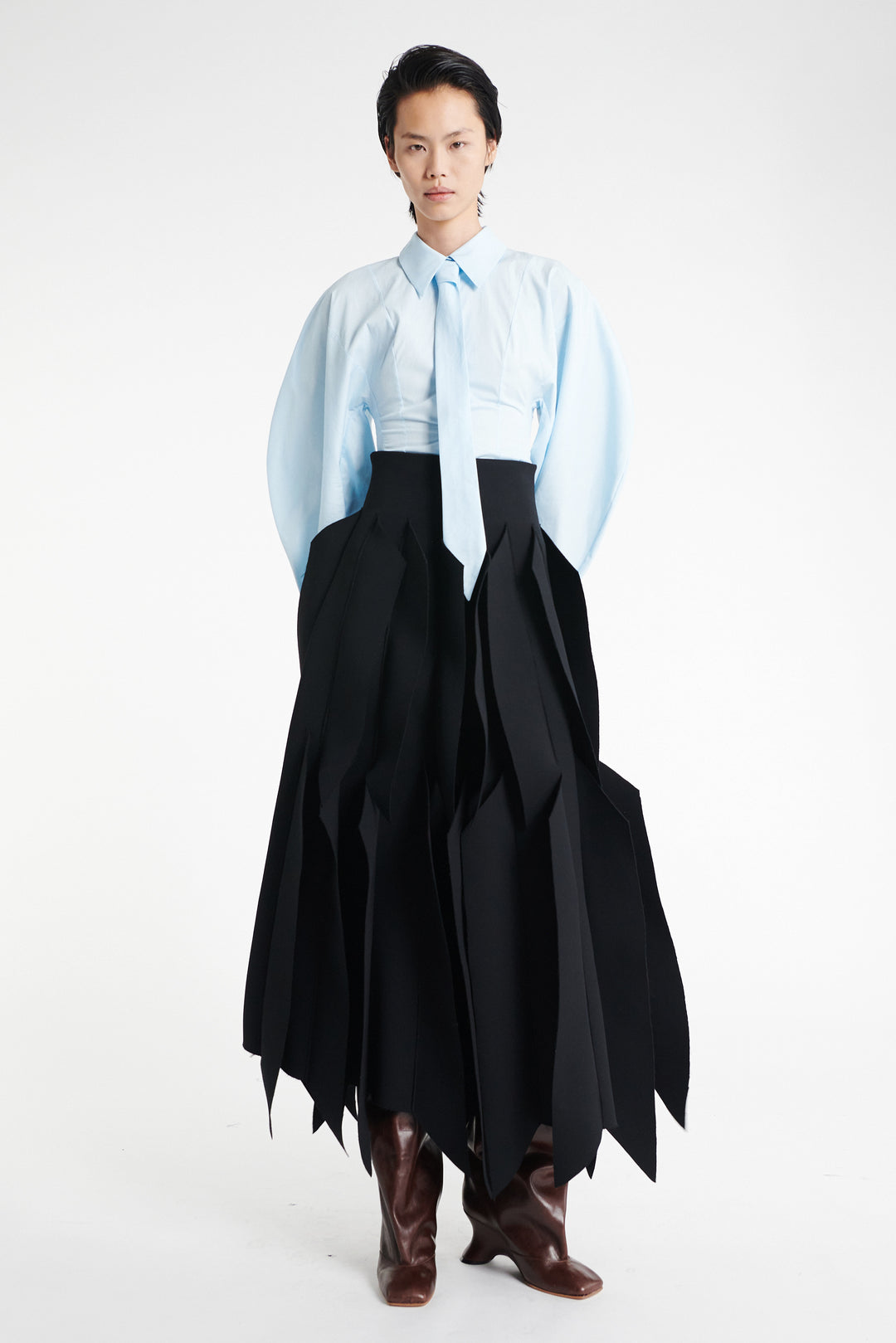 Skirt With Panel Applique Black