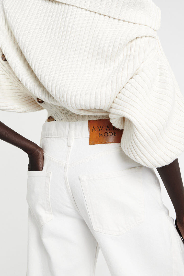 Denim Jeans With Inserts White