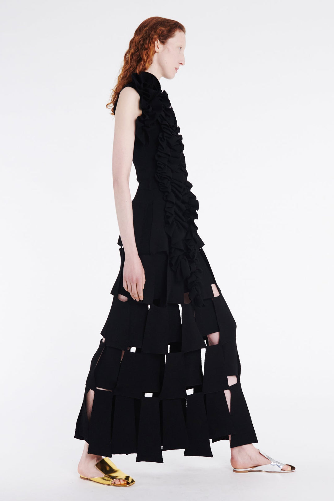 Knitted Multi Trapeze Skirt Black
