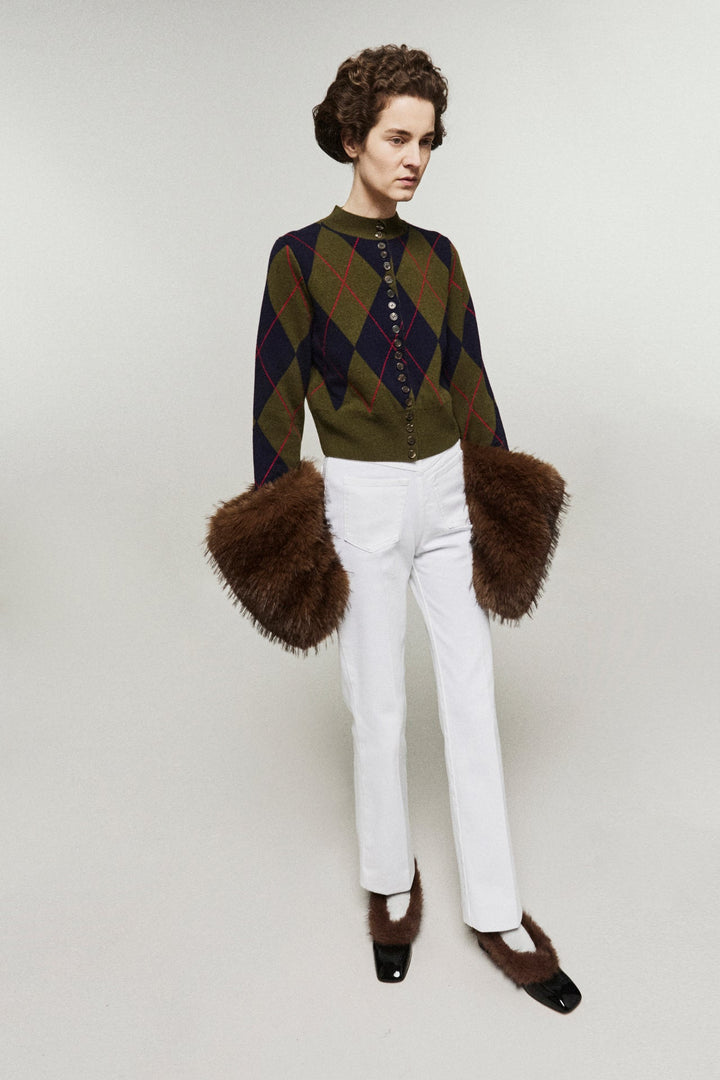 Leonore Rouned Loafer With Fur Black Brown
