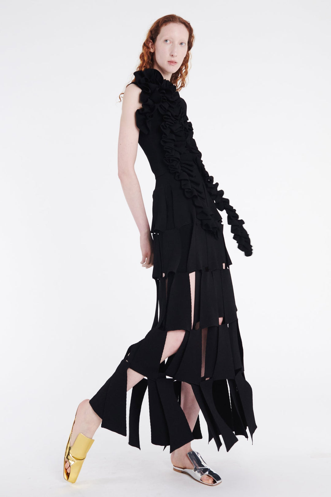 Knitted Multi Trapeze Skirt Black