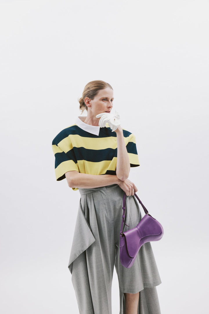 Knitted Rugby Top Yellow Navy Striped