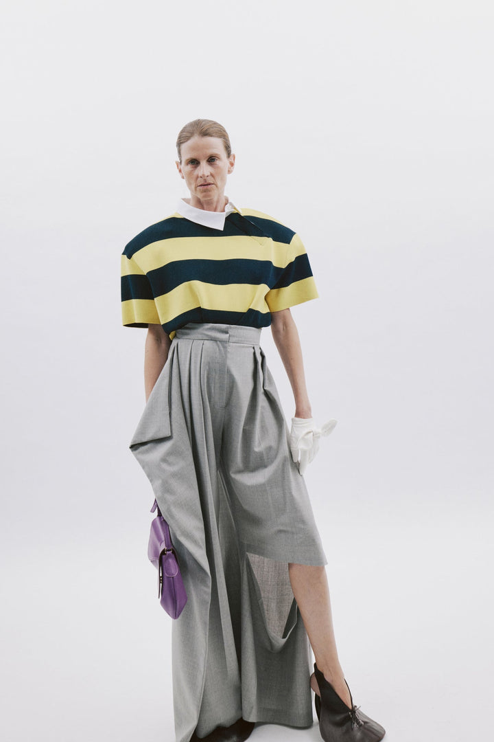 Knitted Rugby Top Yellow Navy Striped
